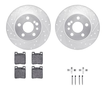 DYNAMIC FRICTION CO 7312-63052, Rotors-Drilled, Slotted-SLV w/3000 Series Ceramic Brake Pads incl. Hardware, Zinc Coat 7312-63052